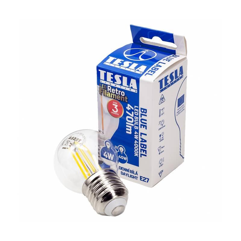 Žárovka LED Tesla Retro Filament mini globe, 4W, E27, neutrální bílá, Žárovka, LED, Tesla, Retro, Filament, mini, globe, 4W, E27, neutrální, bílá