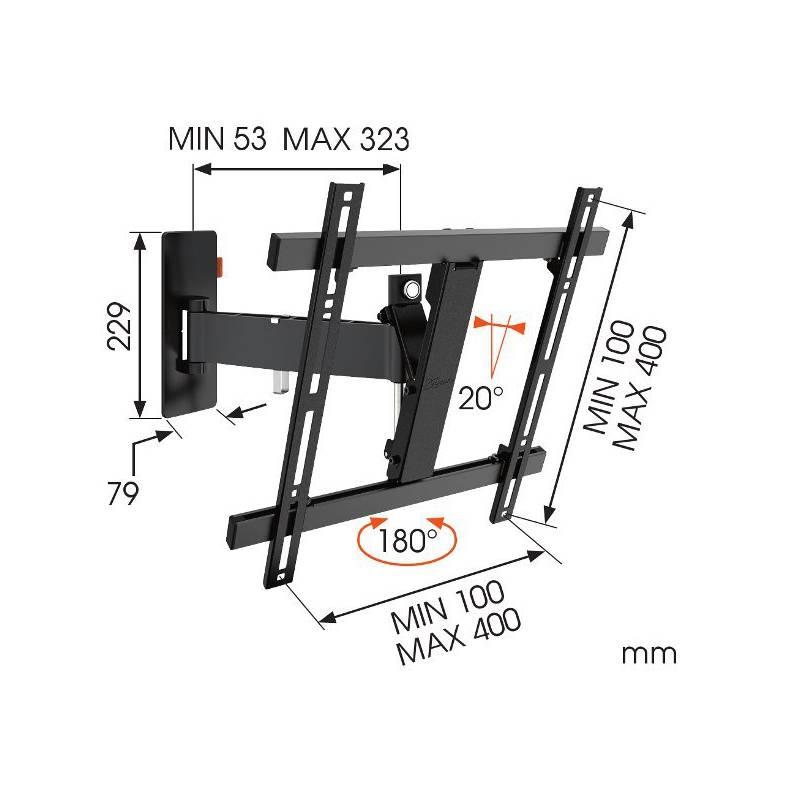 Držák TV Vogel’s W52070 polohovatelný, pro úhlopříčky 32" až 55", nosnost 20 kg černý