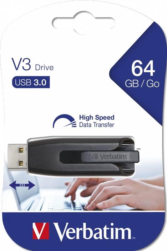 USB Flash Verbatim Store 'n' Go V3 64GB černý, USB, Flash, Verbatim, Store, 'n', Go, V3, 64GB, černý