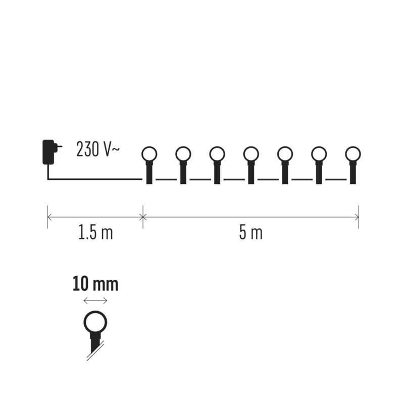 Vánoční osvětlení EMOS 100 LED, cherry řetěz – kuličky, 5m, vnitřní, studená bílá