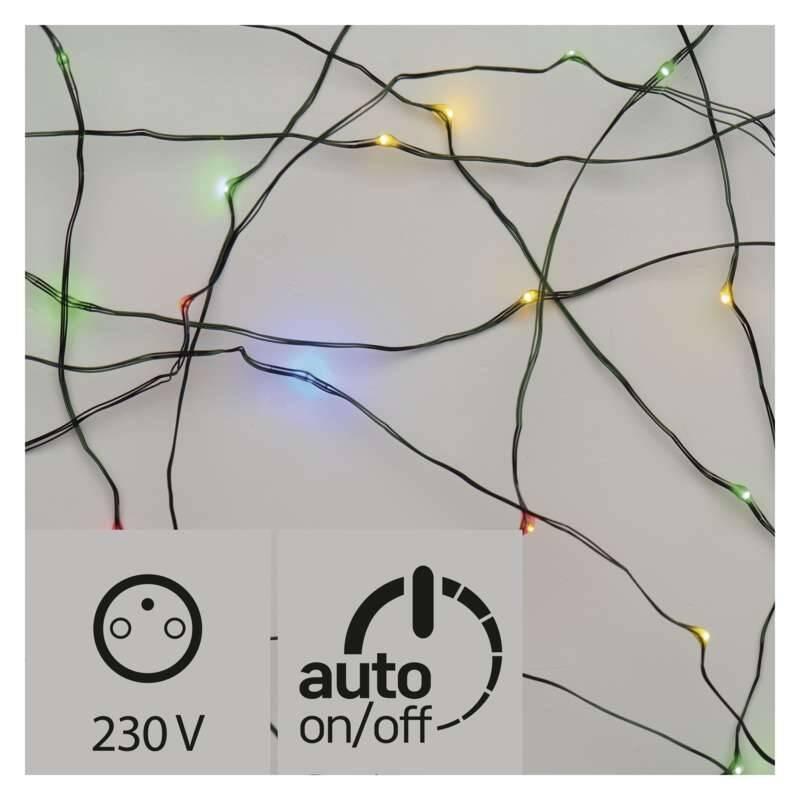 Vánoční osvětlení EMOS 40 LED, nano řetěz zelený, 4m, venkovní, multicolor, časovač