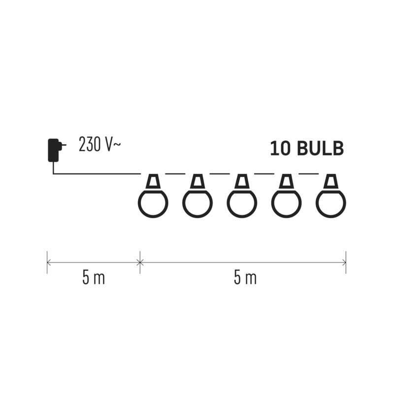 Vánoční osvětlení EMOS 50 LED, 10x párty žárovky, 5m, multicolor, Vánoční, osvětlení, EMOS, 50, LED, 10x, párty, žárovky, 5m, multicolor