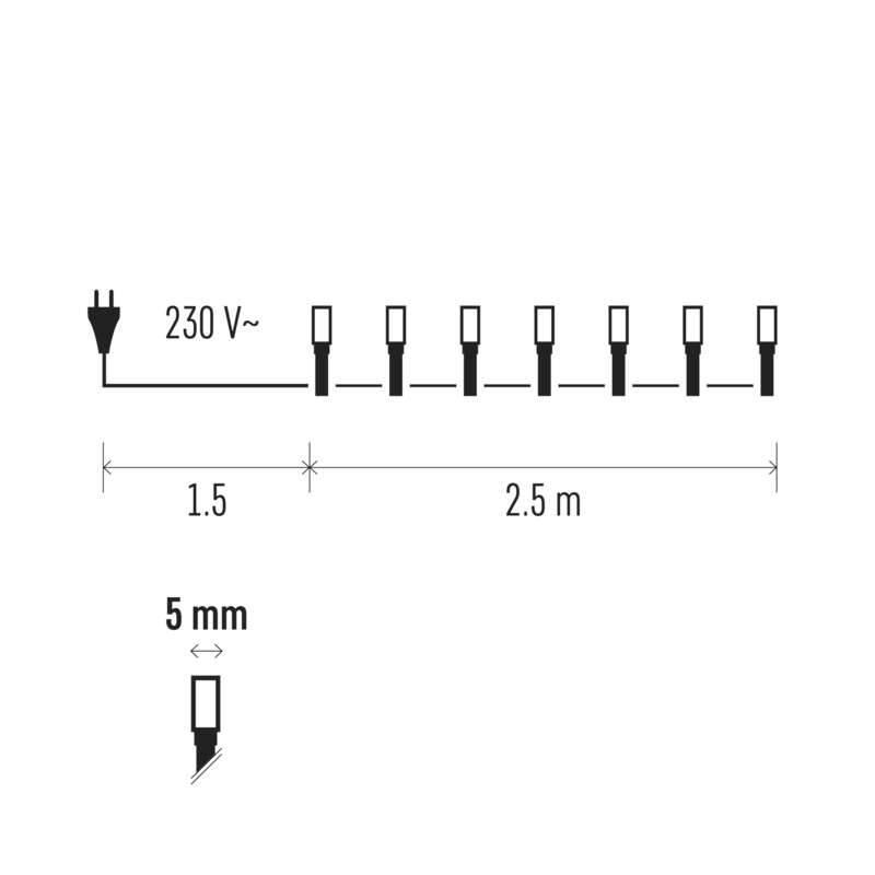 Vánoční osvětlení EMOS 50 LED, 2,5m, řetěz, denní bílá, Vánoční, osvětlení, EMOS, 50, LED, 2,5m, řetěz, denní, bílá