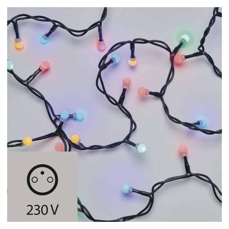 Vánoční osvětlení EMOS 50 LED, cherry řetěz – kuličky, 2,5m, vnitřní,multicolor