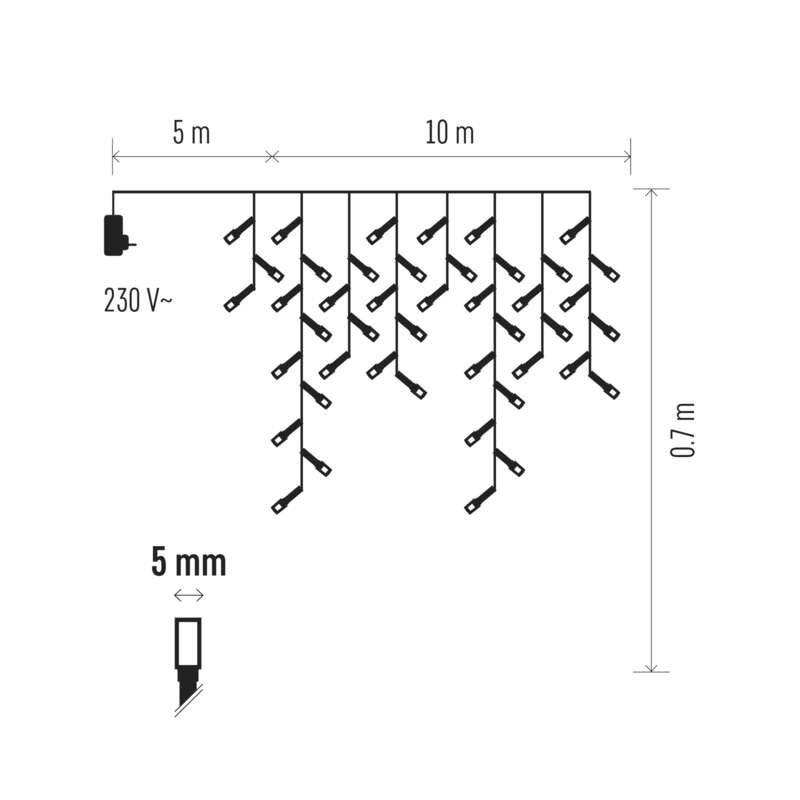 Vánoční osvětlení EMOS 600 LED, vánoční rampouchy, 10m, teplá bílá, programy, Vánoční, osvětlení, EMOS, 600, LED, vánoční, rampouchy, 10m, teplá, bílá, programy