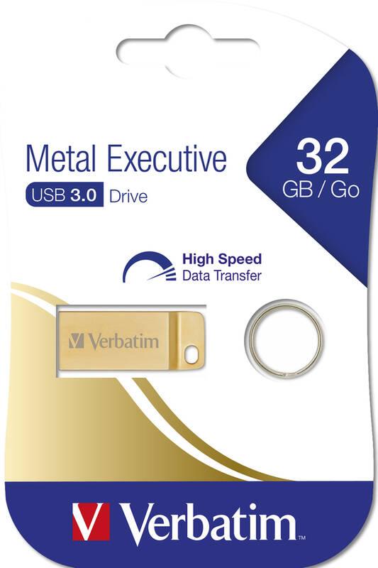 USB Flash Verbatim Store 'n' Go Metal Executive 32GB zlatý, USB, Flash, Verbatim, Store, 'n', Go, Metal, Executive, 32GB, zlatý