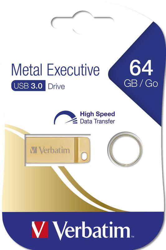 USB Flash Verbatim Store 'n' Go Metal Executive 64GB zlatý, USB, Flash, Verbatim, Store, 'n', Go, Metal, Executive, 64GB, zlatý