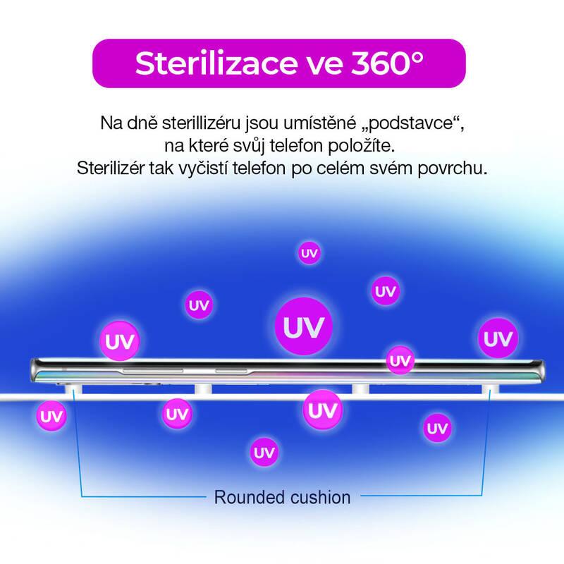 UV sterilizátor FIXED pro mobilní telefony, bezdrátové nabíjení bílý, UV, sterilizátor, FIXED, pro, mobilní, telefony, bezdrátové, nabíjení, bílý