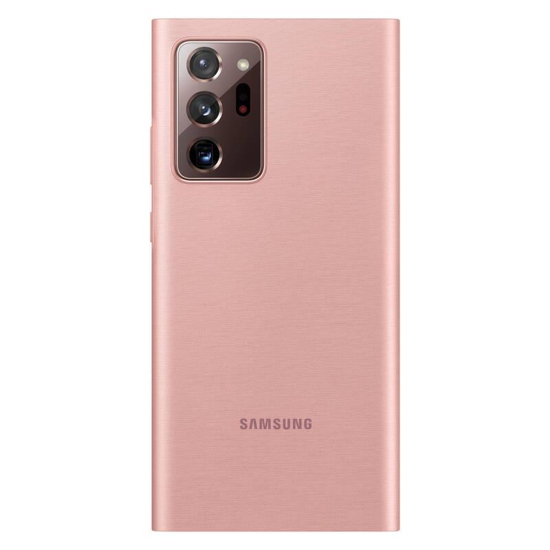 Pouzdro na mobil flipové Samsung Clear View na Galaxy Note20 Ultra hnědé růžové