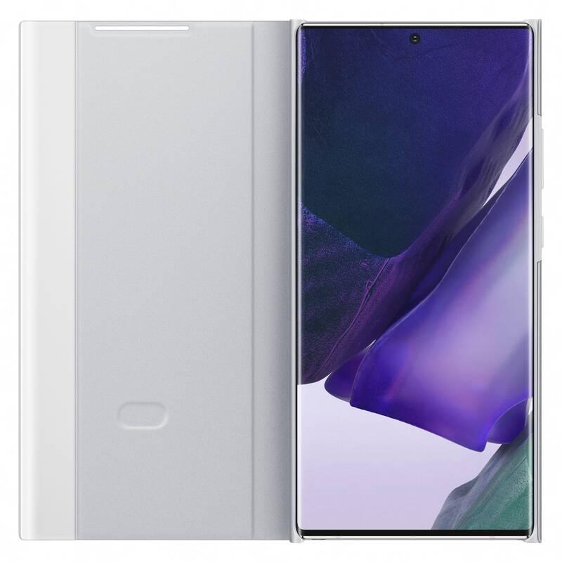 Pouzdro na mobil flipové Samsung Clear View na Galaxy Note20 Ultra stříbrné bílé