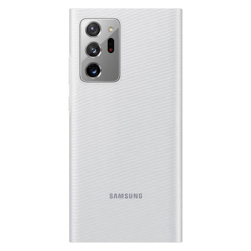 Pouzdro na mobil flipové Samsung LED View na Galaxy Note20 Ultra stříbrné bílé