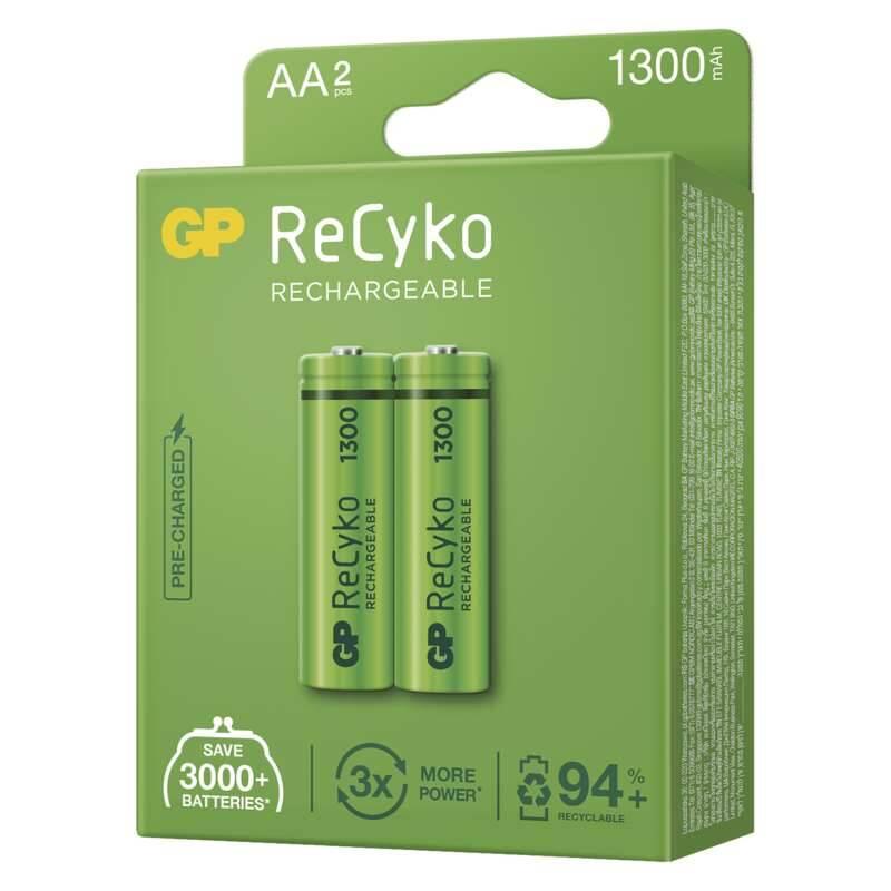 Baterie nabíjecí GP ReCyko, HR06, AA, 1300mAh, NiMH, krabička 2ks