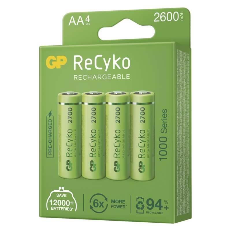 Baterie nabíjecí GP ReCyko, HR06, AA, 2600mAh, NiMH, krabička 4ks, Baterie, nabíjecí, GP, ReCyko, HR06, AA, 2600mAh, NiMH, krabička, 4ks