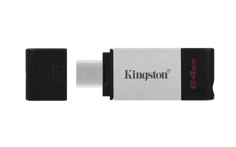 USB Flash Kingston DataTraveler 80 64GB, USB-C černý stříbrný, USB, Flash, Kingston, DataTraveler, 80, 64GB, USB-C, černý, stříbrný