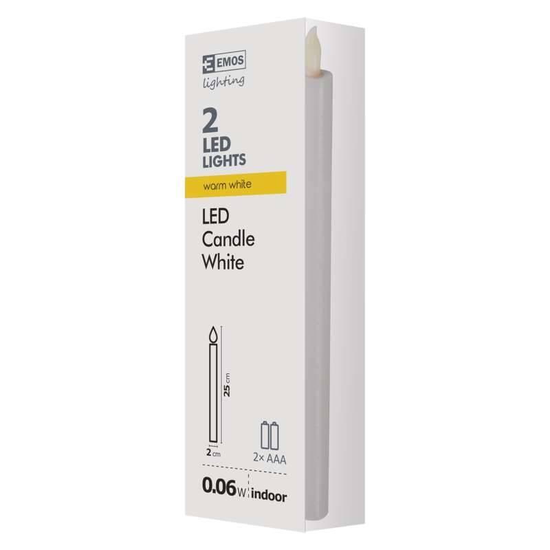 LED dekorace EMOS svíčky, 25cm, metalické bílé, 2x AAA, teplá bílá, 2 ks, LED, dekorace, EMOS, svíčky, 25cm, metalické, bílé, 2x, AAA, teplá, bílá, 2, ks