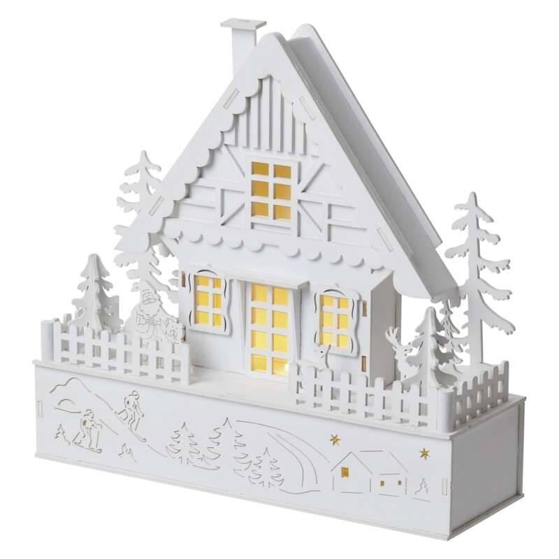 LED dekorace EMOS vánoční domek, 28cm, 2× AAA, teplá bílá, časovač