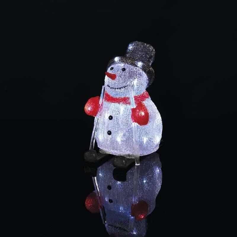 LED dekorace EMOS vánoční sněhulák, 28cm, venkovní, studená bílá, časovač