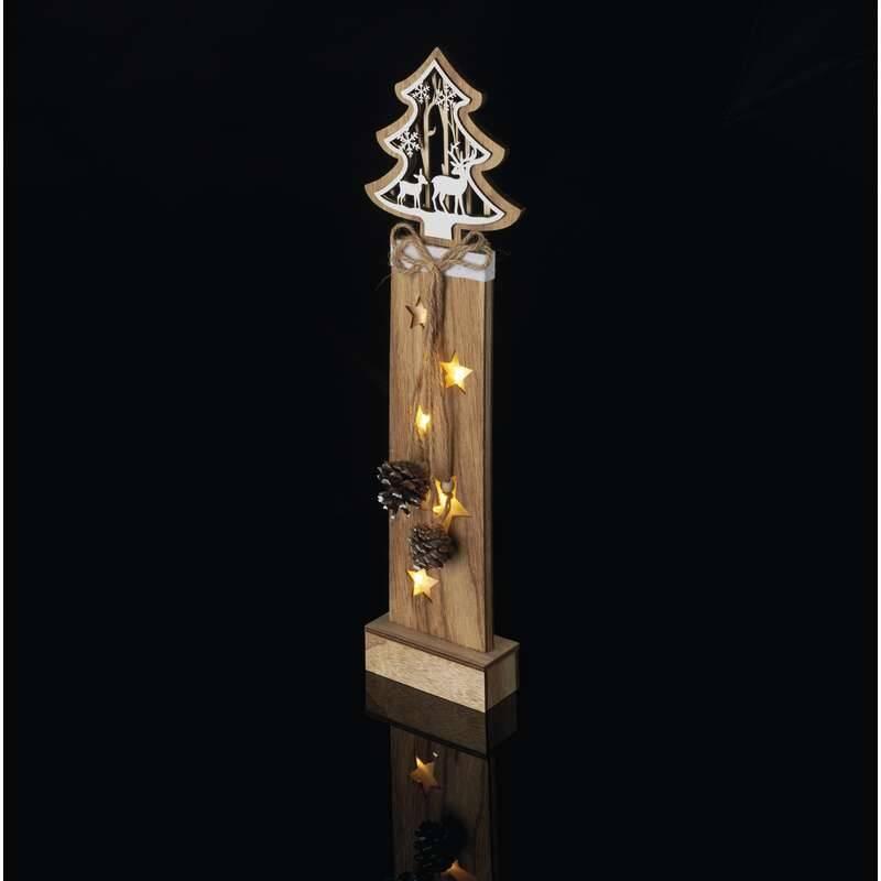 LED dekorace EMOS vánoční strom dřevěný, 48cm, 2× AA, teplá bílá, časovač
