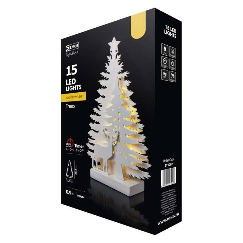 LED dekorace EMOS vánoční stromek, 23cm, 2x AA, vnitřní, teplá bílá, časovač, LED, dekorace, EMOS, vánoční, stromek, 23cm, 2x, AA, vnitřní, teplá, bílá, časovač