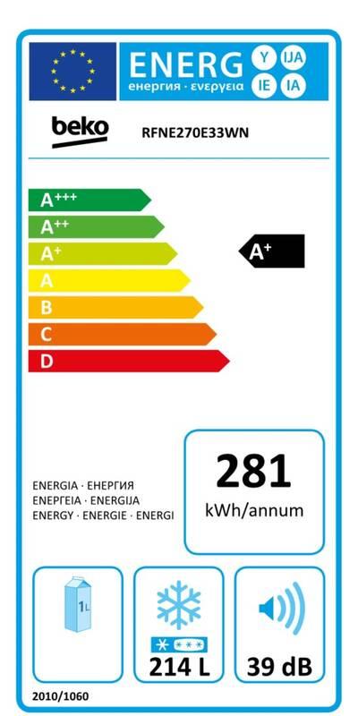 Mraznička Beko RFNE270E33WN bílá, Mraznička, Beko, RFNE270E33WN, bílá