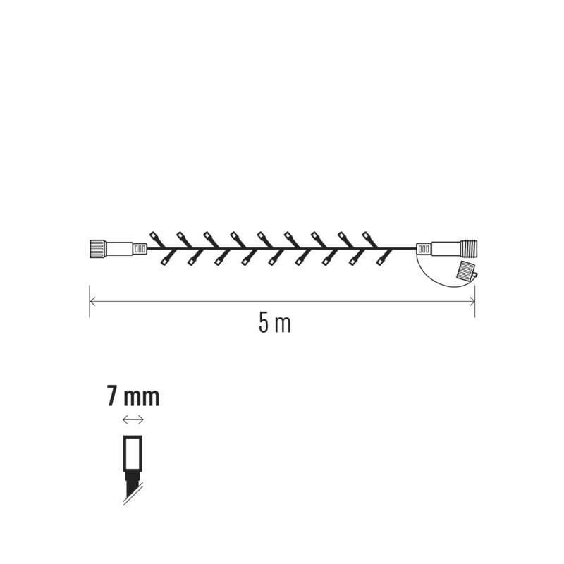 Spojovací řetěz EMOS 50 LED, Profi LED spojovací řetěz černý, 5m, studená bílá