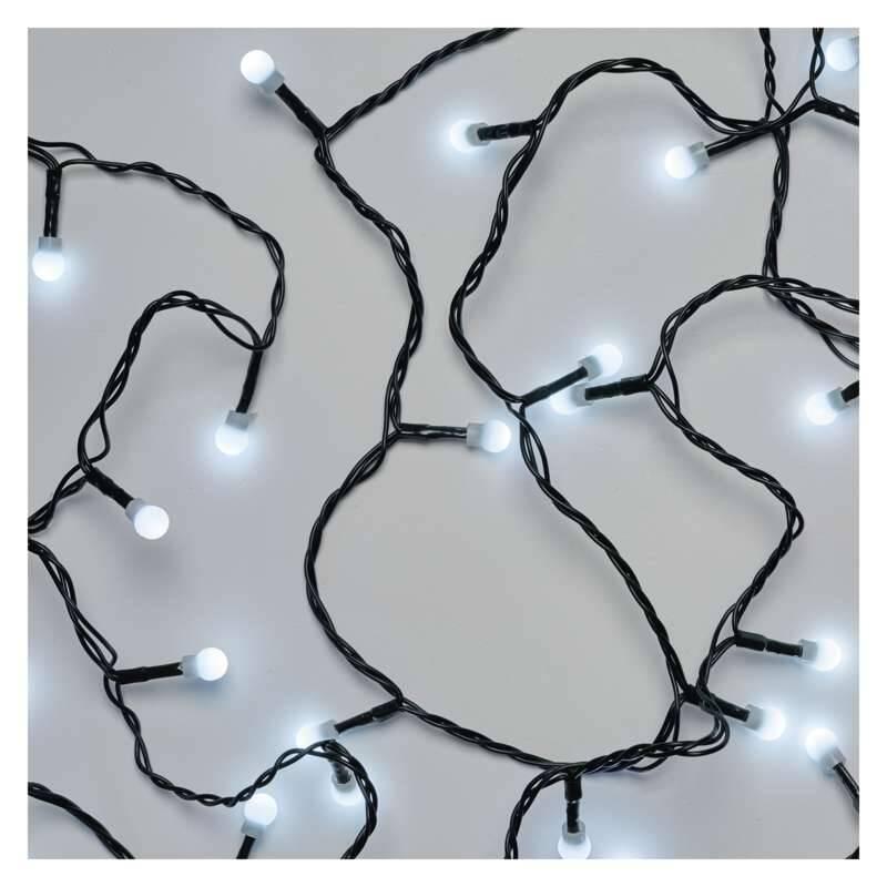 Vánoční osvětlení EMOS 200 LED, cherry řetěz – kuličky, 20m, venkovní, studená bílá, programy