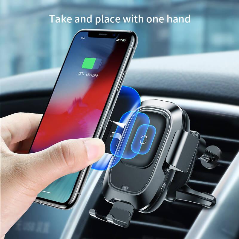 Držák na mobil Baseus Wireless Charger Smart Vehicle Bracket Air Vent černý, Držák, na, mobil, Baseus, Wireless, Charger, Smart, Vehicle, Bracket, Air, Vent, černý