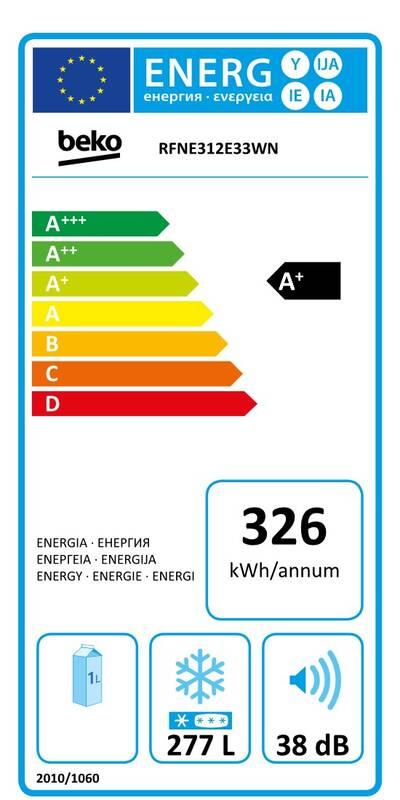 Mraznička Beko RFNE312E33WN bílá