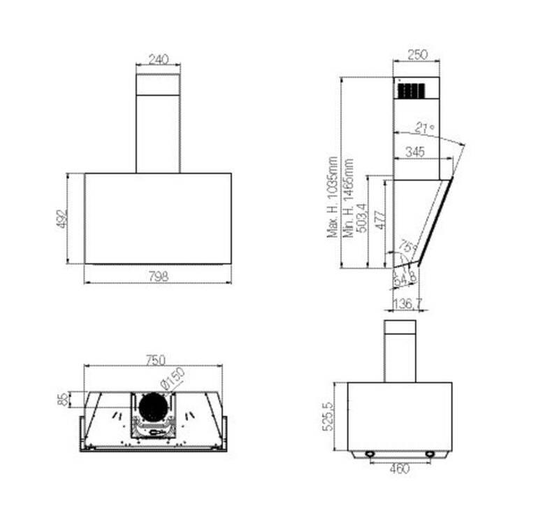 Odsavač par Whirlpool AKR 808 BK černý nerez sklo