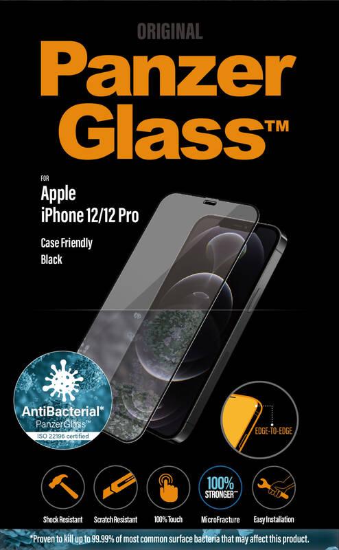 Tvrzené sklo PanzerGlass Edge-to-Edge Antibacterial na Apple iPhone 12 12 Pro černé, Tvrzené, sklo, PanzerGlass, Edge-to-Edge, Antibacterial, na, Apple, iPhone, 12, 12, Pro, černé