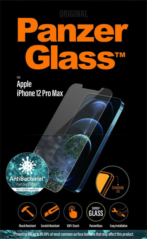 Tvrzené sklo PanzerGlass Standard Antibacterial na Apple iPhone 12 Pro Max, Tvrzené, sklo, PanzerGlass, Standard, Antibacterial, na, Apple, iPhone, 12, Pro, Max