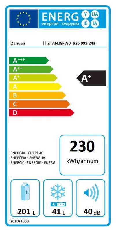 Chladnička Zanussi ZTAN28FW0 bílá, Chladnička, Zanussi, ZTAN28FW0, bílá