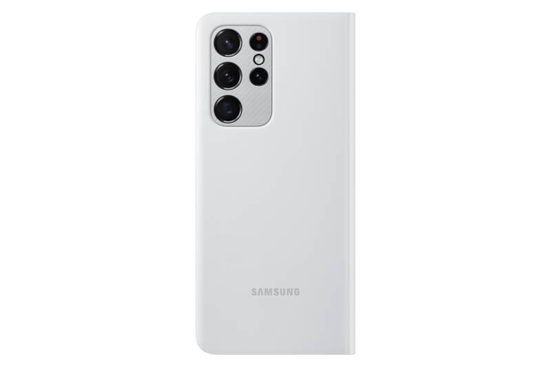 Pouzdro na mobil flipové Samsung Clear View na Galaxy S21 Ultra šedé