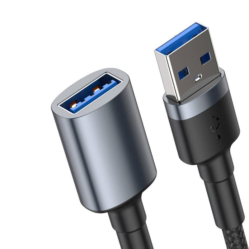 Kabel Baseus Cafule USB USB, M F, prodlužovací, 1m šedý