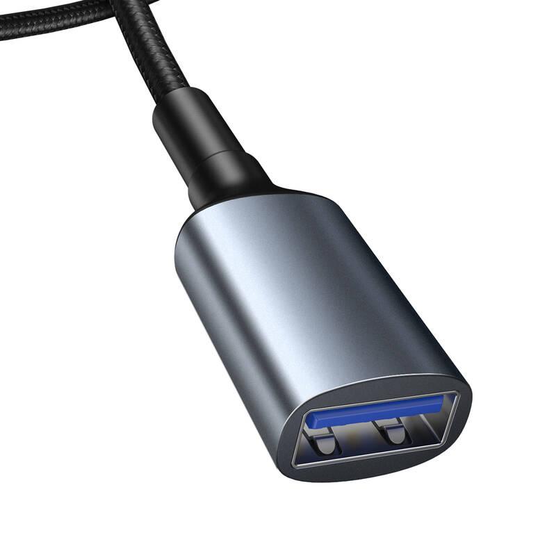 Kabel Baseus Cafule USB USB, M F, prodlužovací, 1m šedý