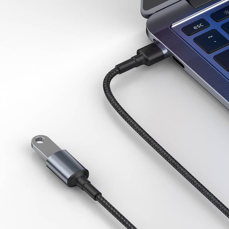 Kabel Baseus Cafule USB USB, M F, prodlužovací, 1m šedý