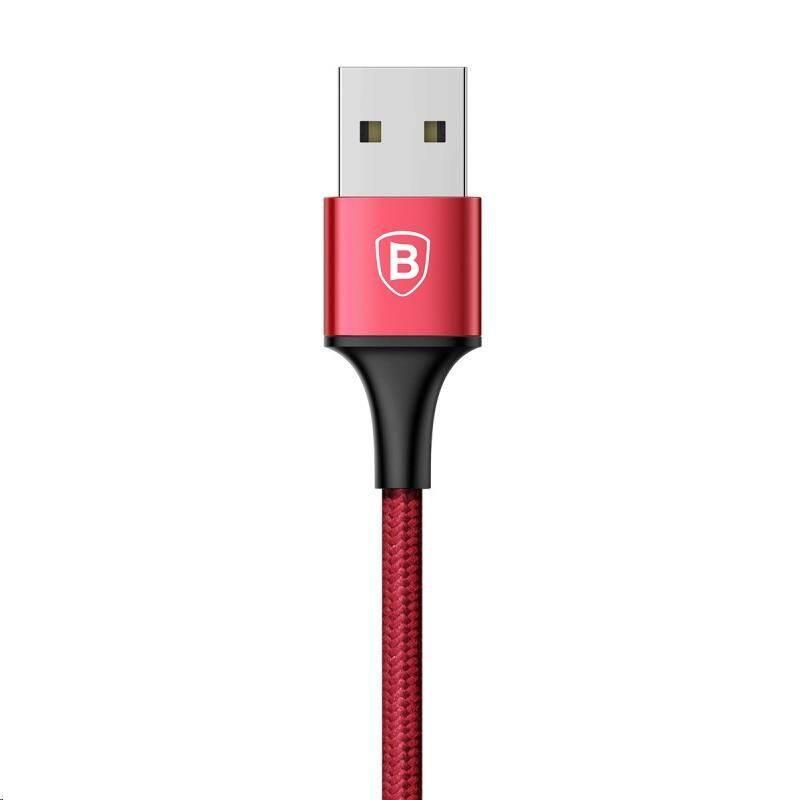 Kabel Baseus Rapid Series 3v1, USB Micro USB, Lightning, USB-C, 1,2m červený