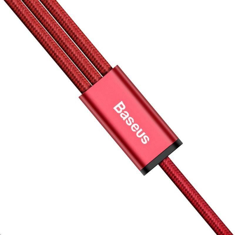 Kabel Baseus Rapid Series 3v1, USB Micro USB, Lightning, USB-C, 1,2m červený