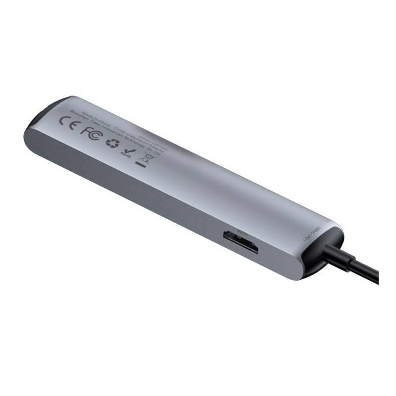 USB Hub Baseus USB-C 3x USB 3.0, HDMI, RJ45, USB-C PD šedý