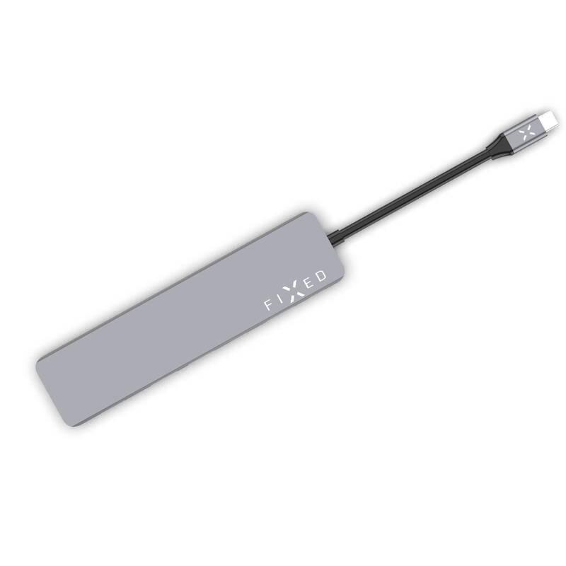 USB Hub FIXED USB-C 2x USB 3.2, HDMI, USB-C, USB-C PD 87W, SD, Micro SD šedý