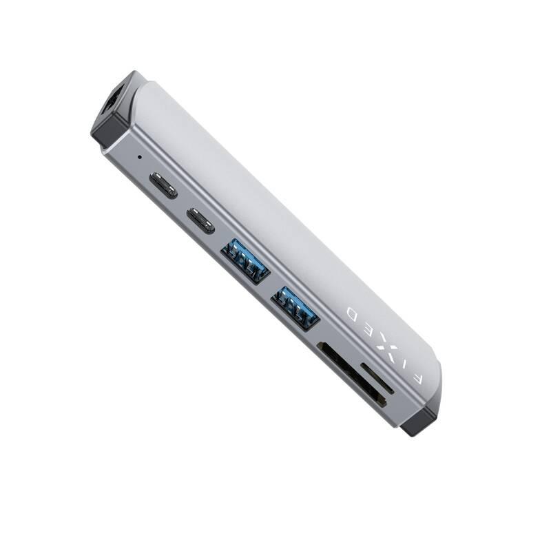 USB Hub FIXED USB-C HDMI, 2x USB 3.2, USB-C, USB-C PD 87W, SD, Micro SD pro MacBooky šedý