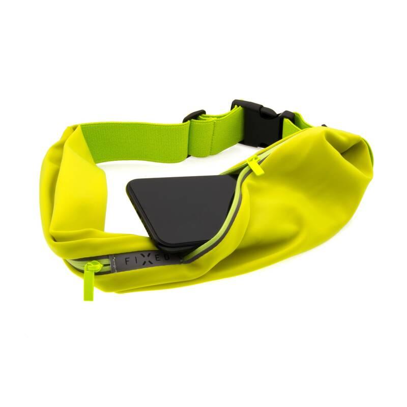 Pouzdro na mobil sportovní FIXED Sportbelt Duo se dvěmi kapsami zelené