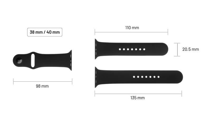 Řemínek FIXED Silicone Strap na Apple Watch 38 mm 40 mm černý