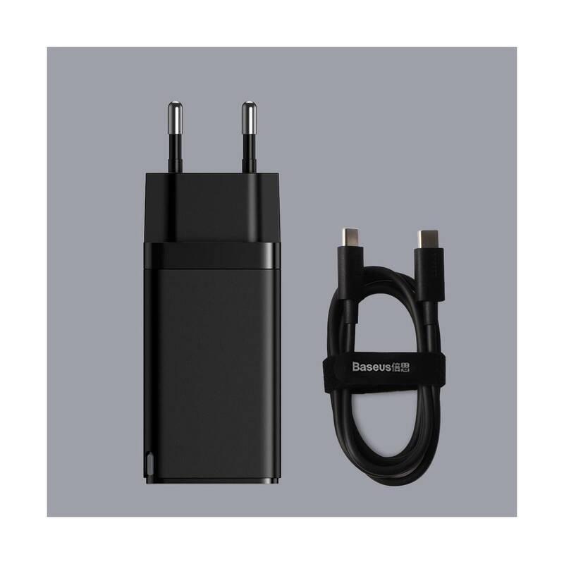 Nabíječka do sítě Baseus GaN2 Pro Quick Charger, 2x USB-C, 1x USB, QC 4 , 65W USB-C kabel 1m černá