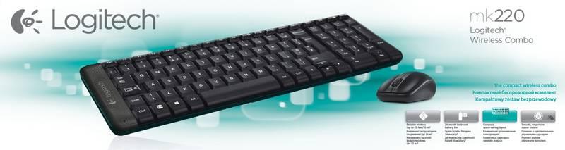 Klávesnice s myší Logitech Wireless Combo MK220, CZ SK černá, Klávesnice, s, myší, Logitech, Wireless, Combo, MK220, CZ, SK, černá