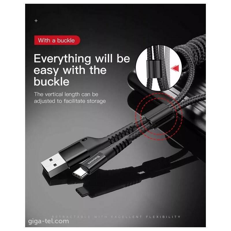 Kabel Baseus Fish-eye Spring USB USB-C, 1m černý