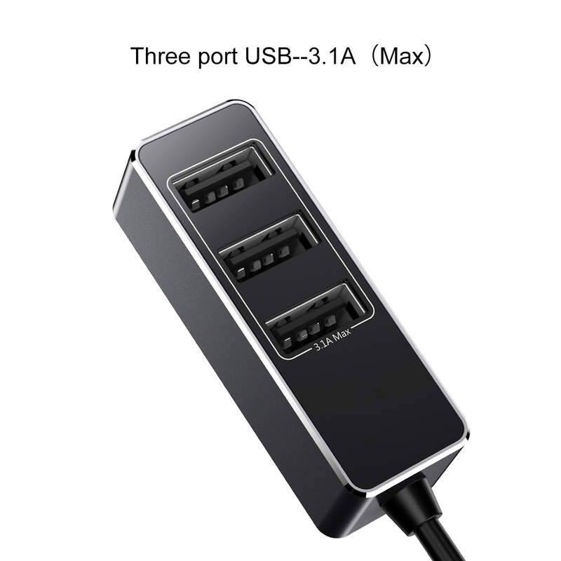 Adaptér do auta Baseus Enjoy 1xUSB 3x USB černý