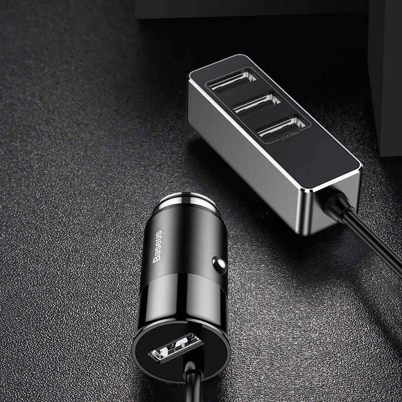 Adaptér do auta Baseus Enjoy 1xUSB 3x USB černý