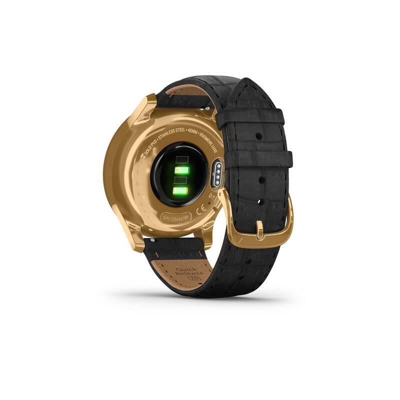 Chytré hodinky Garmin vivomove3 Luxe 24K Gold Black Leather Band, Chytré, hodinky, Garmin, vivomove3, Luxe, 24K, Gold, Black, Leather, Band