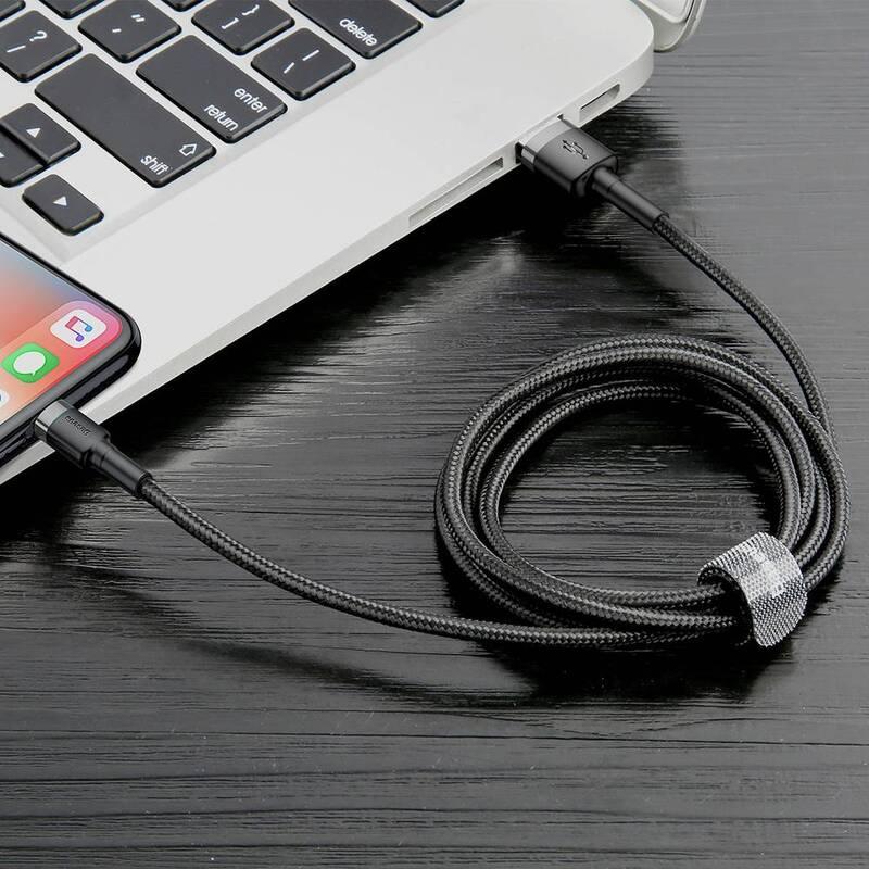 Kabel Baseus Cafule USB Lightning, 0,5m černý šedý, Kabel, Baseus, Cafule, USB, Lightning, 0,5m, černý, šedý